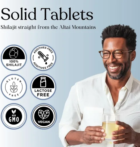 Miniatura 3 de Pure Shilajit Tablets de 90 quilates (200 mg cada uno) - Minerales fúlvicos derivados de plantas para el metabolismo y el apoyo del sistema