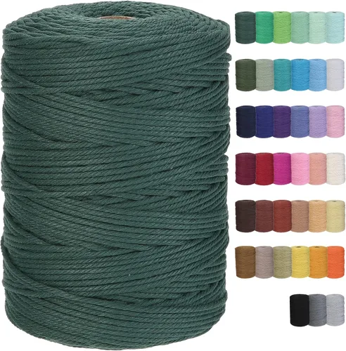 Miniatura 37 de Cuerda de macramé de algodón de 3 mm x 109 yardas, suministros de macramé de color natural, cuerda de algodón suave para colgar plantas, colgante