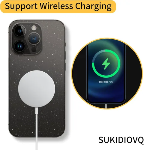 Miniatura 5 de Paquete de 2 calcomanías para iPhone 15, película protectora de vidrio transparente de fibra de carbono brillante, delgada, ultraligera, protector