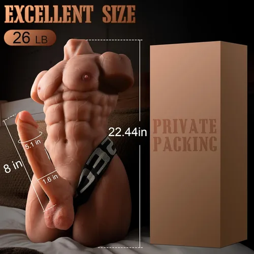 Miniatura 6 de AUSLOVE - Muñeca sexual masculina de 26 libras para mujeres con consolador enorme flexible de 8 pulgadas, muñecas sexuales musculosas realistas 3D