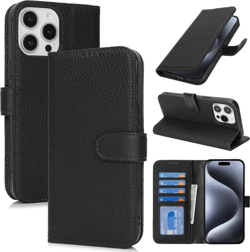 Miniatura 169 de Zouzt Funda para iPhone 11 de 6.1 pulgadas de piel auténtica con 4 ranuras para tarjetas, tarjetero con bloqueo RFID, tapa magnética, función atril