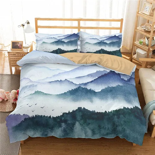 Miniatura 3 de Jingzhang Juego de ropa de cama de teñido anudado colorido mármol adolescente niña ropa de cama acuarela pastel rosa azul púrpura juego de funda