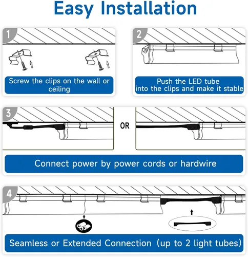 Miniatura 8 de SHINESTAR Luces LED de tienda de 4 pies, 40 W, 5000 lúmenes, 5000 K, luz LED para tienda, súper brillante, 75% de ahorro de energía, tubo de luz T8