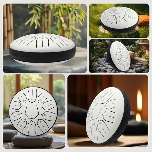 Miniatura 8 de Yahpetes Tambor de lengua de acero, instrumento de percusión musical, tambor de lluvia de metal para exterior, 6 pulgadas, 11 notas, tecla C