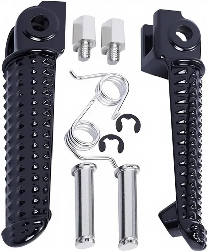 Miniatura 4 de Estriberas delanteras compatibles con Yamaha YZF R1 R6 R6S, reposapiés de motocicleta de aluminio negro con textura de alto agarre, pedales