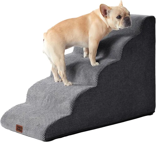 Miniatura 52 de EHEYCIGA Rampa de escaleras curvadas para perros pequeños de 15.7 pulgadas de alto, escalones para perros de 3 escalones para sofá y silla