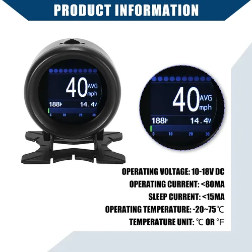Miniatura 6 de OBDII HUD Medidor Digital Multifunción/Velocímetro Digital Exterior KMH MPH Medidor de Temperatura de Aceite Probador de Voltaje de Batería Escáner