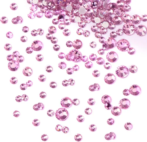 Miniatura 16 de 3456 piezas de cuentas de vidrio con respaldo plano, diamantes y gemas para arte de uñas, 6 tamaños ss4~ss12 Amatista