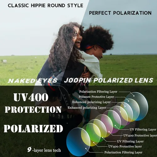 Miniatura 7 de Gafas de sol Joopin polarizadas, estilo Lennon, redondas, gafas de sol estilo hippy redondas para mujer y hombre