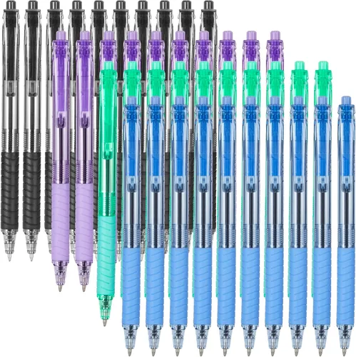 Miniatura 17 de Sooez Paquete de 12 bolígrafos a granel, bolígrafos de escritura suave con agarre suave, bolígrafo de tinta negra retráctil, bolígrafos de punta