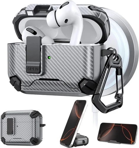 Miniatura 11 de Maxjoy Funda protectora para AirPods 4 2024, funda protectora para AirPods de 4ª generación con bloqueo automático, compatible con MagSafe, Verde