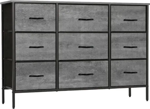 Miniatura 8 de VASICAR Soporte de TV ancho para consola de TV moderna, cómoda de 9 cajones para dormitorio, armario de almacenamiento de tela, cómoda para armario