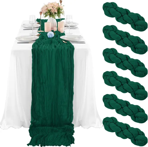 Miniatura 30 de 10 piezas de camino de mesa de estopilla en azul bebé 10 pies, camino de mesa de gasa para recepción de boda, despedida de soltera, fiesta