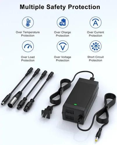 Miniatura 7 de WUKUR Cargador de batería Ebike de 54.6 V 2 A para batería de litio de 48 V, 5 conectores compatibles con Lectric XP 2.0/3.0, Ecotric City/Beach