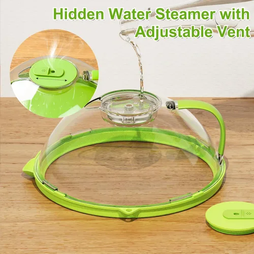 Miniatura 4 de Cubierta mejorada para salpicaduras de microondas para alimentos, cubierta transparente para microondas con vaporizador de agua, protector