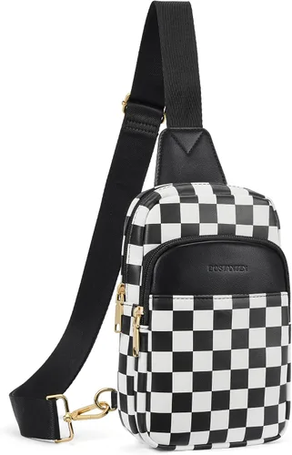Miniatura 12 de BOSTANTEN Bolso bandolera acolchado, bolsos cruzados para mujer, bolso cruzado de cuero, riñonera con correa de guitarra ajustable