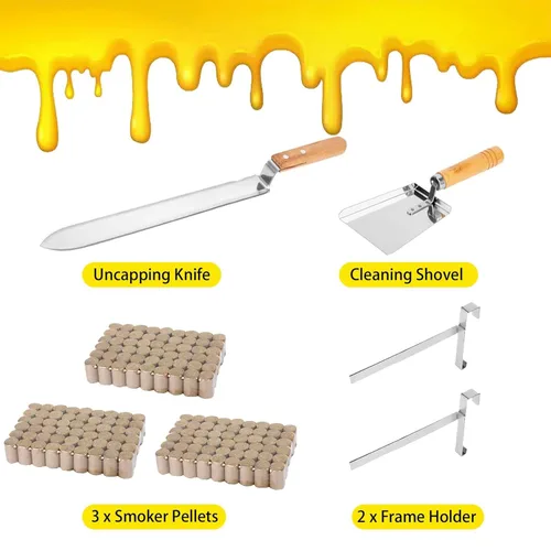 Miniatura 5 de Suministros de apicultura, kit de inicio de 30 piezas de abeja con traje de abeja, suministros de mantenimiento de abejas, todas las herramientas