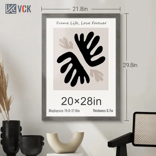 Miniatura 55 de VCK Marcos para póster de madera maciza de 22.375 x 34 pulgadas, marco de fotos A1 negro con montaje en pared, paquete de 3