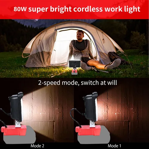 Miniatura 4 de Luz de trabajo LED inalámbrica compatible con batería Milwaukee 18V m18, 80W 6000LM linterna portátil m18 para iluminación en el lugar de trabajo