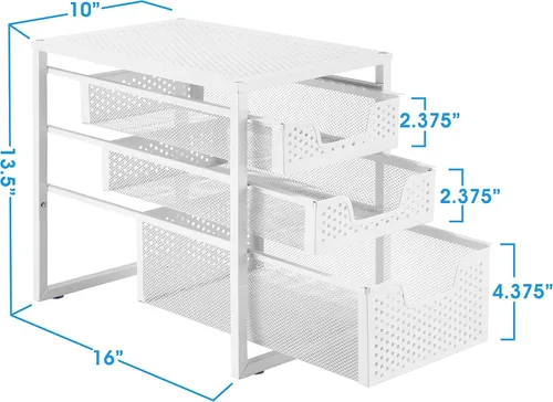 Miniatura 3 de Simple Trending - Organizador de gabinete de 3 niveles para debajo del fregadero, con cajón de almacenamiento deslizante, organizador de mesa