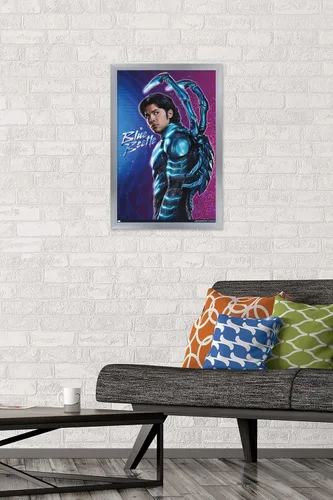 Miniatura 2 de Trends International DC Comics Movie Blue Beetle - Póster de pared de Jaime Reyes, 14.725 x 22.375 pulgadas, versión enmarcada plateada Versión