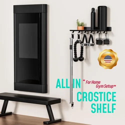 Miniatura 3 de Estante Flotante de 1 Nivel Compatible con Accesorios Tonales, Estante de Almacenamiento para Gimnasio en Casa, Organizador de Montaje en Pared