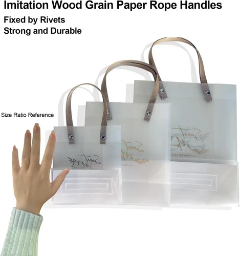 Miniatura 4 de ZSMSTW 5 bolsas de regalo de PVC transparente con asas, bolsas de plástico reutilizables para regalos de boda, fiesta de cumpleaños, bolsas de Matcha