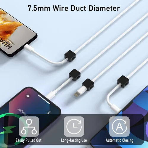 Miniatura 6 de ELZO Paquete de 12 clips magnéticos para cables, organizador de cables para gestión de cables, organizador de cables con adhesivo fuerte, magnético