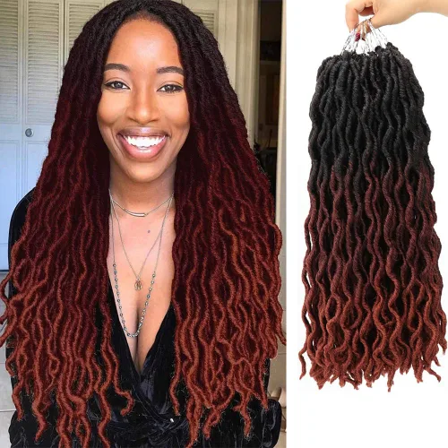 Miniatura 21 de Eliza Rastas gitanas onduladas de 18 pulgadas, cabello de ganchillo suave, 6 paquetes de trenzas sintéticas de diosa, raíces africanas, extensiones