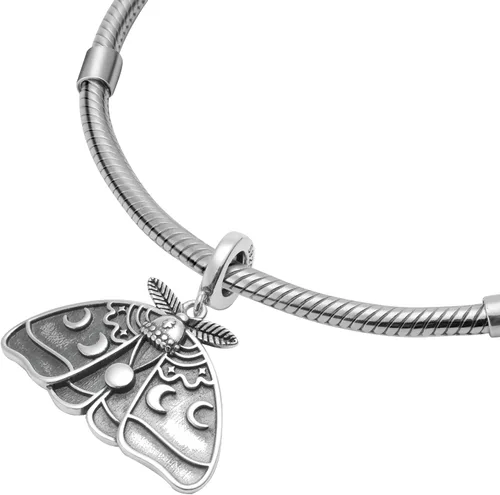 Miniatura 3 de Moth Gothic Witchy Celestial Luna Luna Estrellas 925 Sterling Silver Charm Bead Para Pandora y Similar Charm Pulseras o Collares