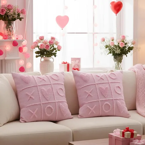 Miniatura 4 de Juego de 2 fundas de almohada de San Valentín de 16 x 16 pulgadas, decoración del día de San Valentín, fundas de almohada rosas para decoración