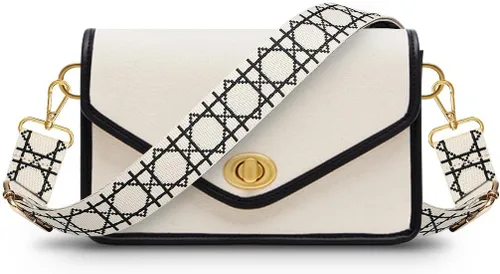 Miniatura 5 de Lekesky Purse Strap Replacement Crossbody, Beige Geometric Print Purse Straped for Women, Adjustable Bag Straps Replacement(Golden Buckle)