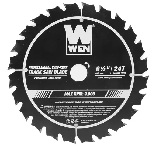 WEN BL6525 Hoja de sierra profesional de pista de 6.5 pulgadas y 24 dientes con punta de carburo delgado con revestimiento de PTFE
