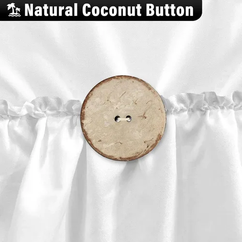 Miniatura 4 de Cortina de ducha Seasonwood de tela blanca con volantes, cortina de ducha estilo granja, cortinas de ducha de 72 x 84 pulgadas con botones y Blanco