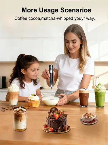 Miniatura 12 de Espumador de leche recargable, varita de mano espumador de café, fabricante de espuma eléctrica impermeable IP67, mezclador de bebidas de alta