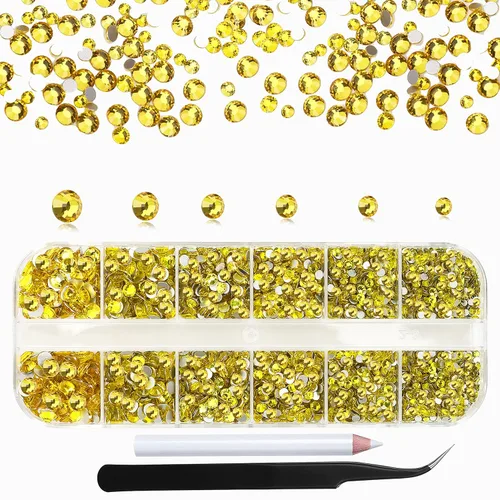 Miniatura 21 de 2400 diamantes de imitación para arte de uñas, gemas de diamantes de imitación rojos con parte trasera plana, cristal redondo, siam, 6 tamaños