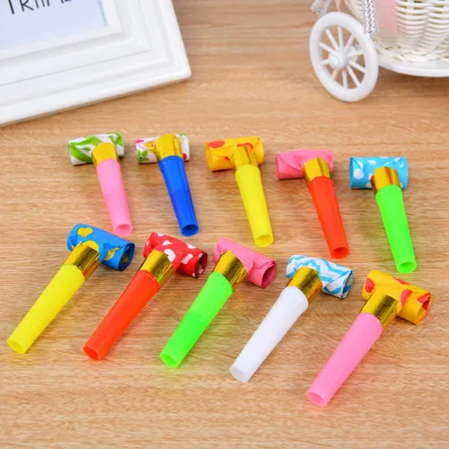 Miniatura 4 de Soplador de fiesta de 24 piezas, sopladores de ruido, silbatos, chillones de fiesta, generador de ruido con flecos, sopladores divertidos