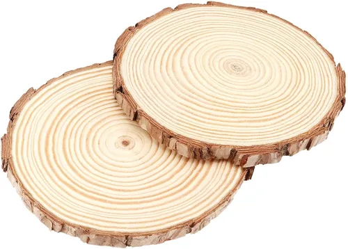 Miniatura 6 de 100 piezas de rebanadas de madera natural de 3.5 a 4 pulgadas, rebanadas de madera sin terminar de 0.4 pulgadas de grosor, posavasos de madera
