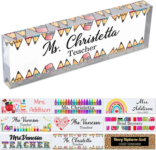 Miniatura 26 de Placa de nombre personalizada para escritorio de profesor para aula, placa de identificación personalizada para escritorios, placa de escritorio