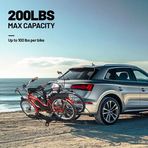 Miniatura 2 de Young Electric Soporte de enganche para bicicleta eléctrica de 200 libras, estilo plataforma para autos, camiones, SUV, furgonetas, caravanas, se