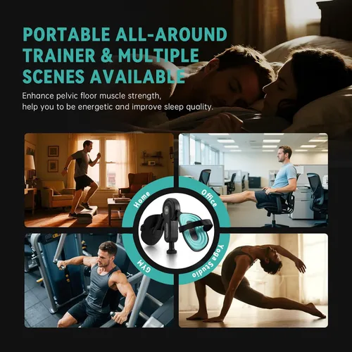 Miniatura 7 de Entrenador de muslos Kegel para hombres, dispositivos de ejercicio de suelo pélvico con correas de piernas, ejercitador interno de muslos de 360°
