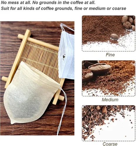 Miniatura 5 de Bolsas de filtro de té desechables con forma de lágrima para té suelto, café en polvo, biodegradables y compostables, bolsas infusoras de té vacías