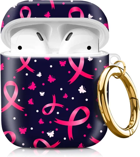 Miniatura 8 de Compatible con AirPods de 2ª generación de 1ª generación, bonita funda rígida con llavero dorado, funda protectora de TPU suave a prueba de golpes
