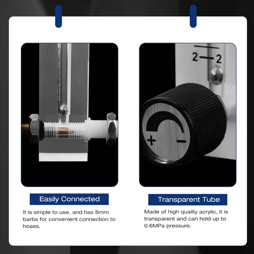 Miniatura 4 de Caudalímetro de gas de aire acrílico 2-20LPM con válvula de control para medir gas de control