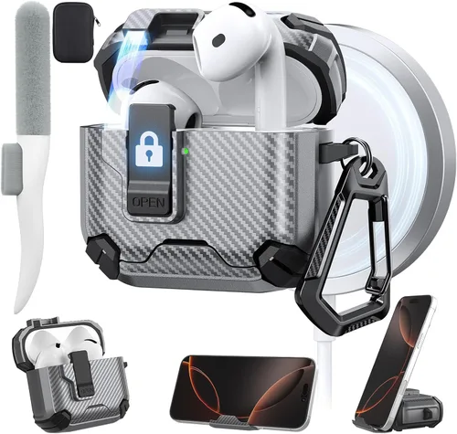 Miniatura 14 de Maxjoy Funda protectora para AirPods 4 2024, funda protectora para AirPods de 4ª generación con bloqueo automático, compatible con MagSafe, Verde