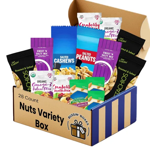 Paquetes de bocadillos de nueces con mezcla de nueces y frutos secos – Paquete variado de aperitivos saludables para adultos, oficina, escuela,