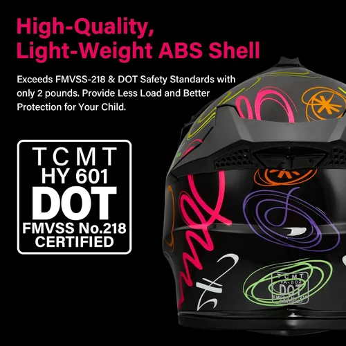 Miniatura 2 de TCMT Casco de motocross para jóvenes, certificado por DOT, casco de motocross ATV de cara completa para niños con gafas, guantes y bolsa para casco