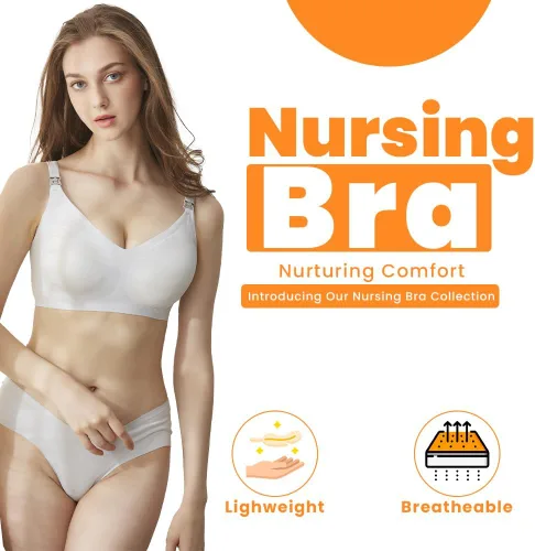 Miniatura 4 de BOMFWAUPack of 3 Nursing Bras for Breastfeeding and Maternity, Pregnancy Wireless Bralette for Active Moms, BlackPinkSkin