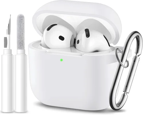 Miniatura 33 de Funda protectora completa de silicona suave para AirPods 4 con llavero y kit de limpieza, compatible con Apple Airpods 4 para mujeres y hombres