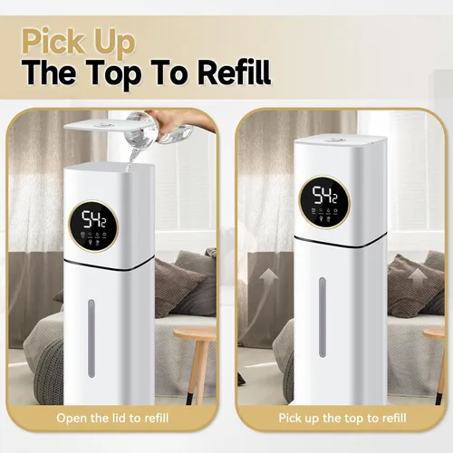 Miniatura 4 de Humidificador para habitaciones grandes, 8L/2.11 galones humidificadores de llenado superior de torre de niebla fría y cálida, humidificadores